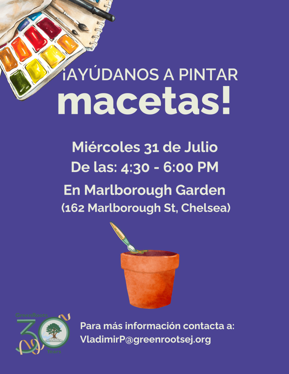 Volante con la información del evento.