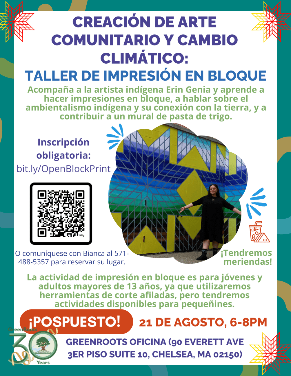 Volante con la información del evento.