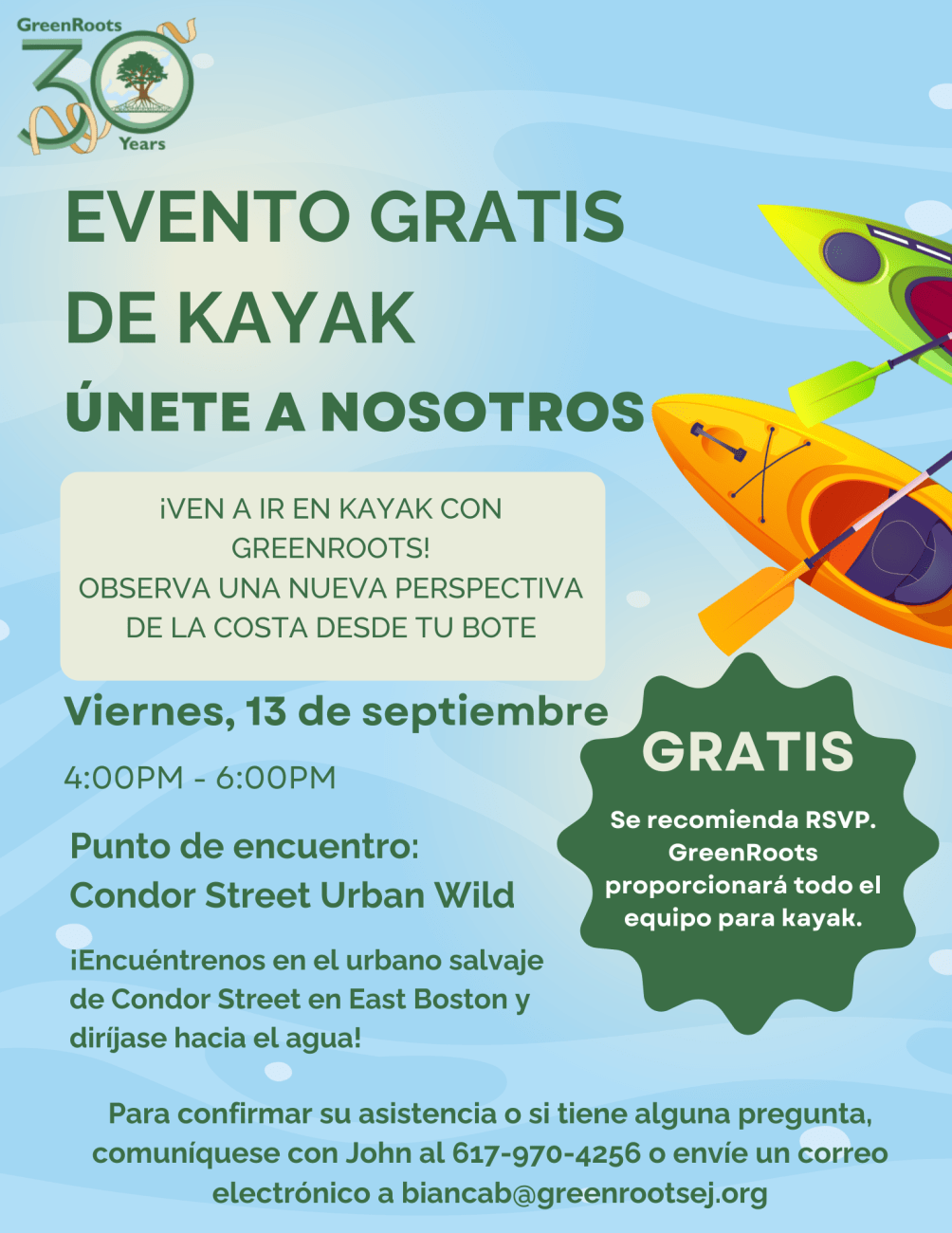 Volante con la información del evento.