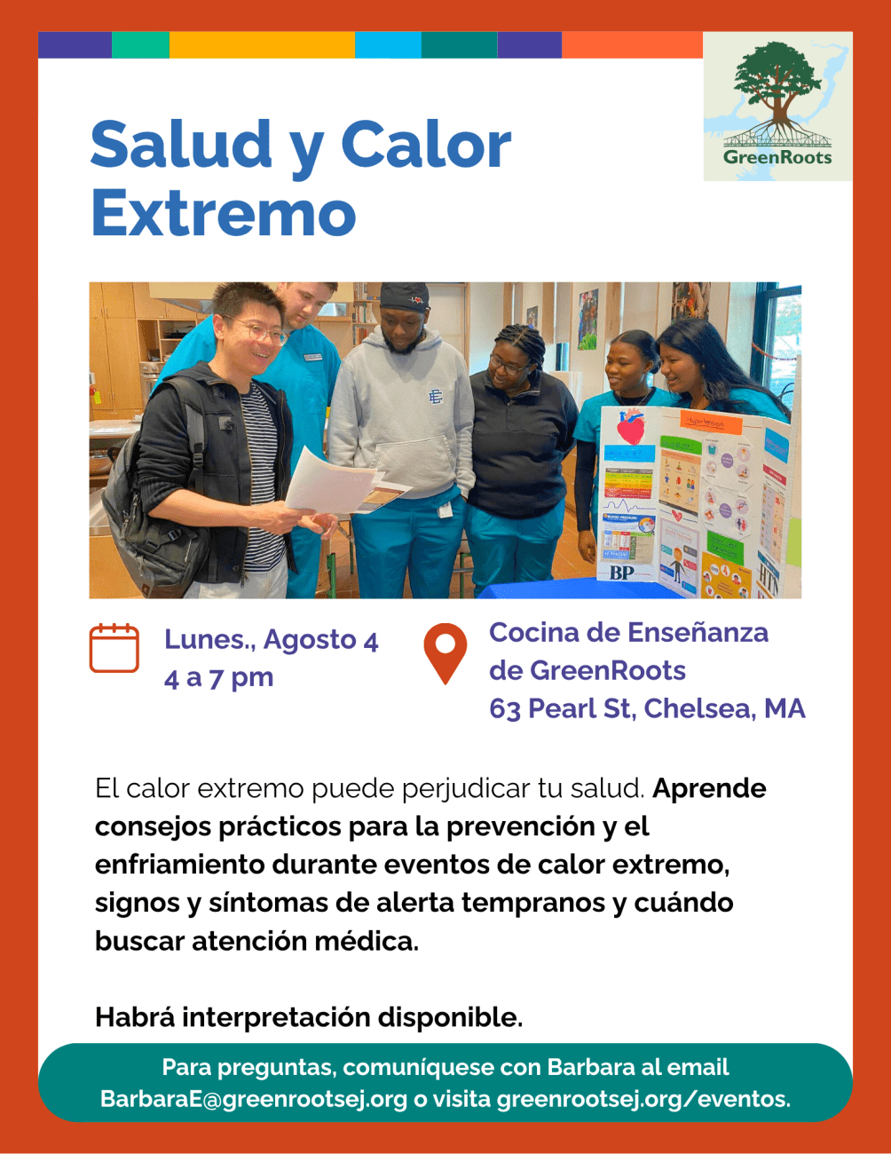 Volante con la información del evento.