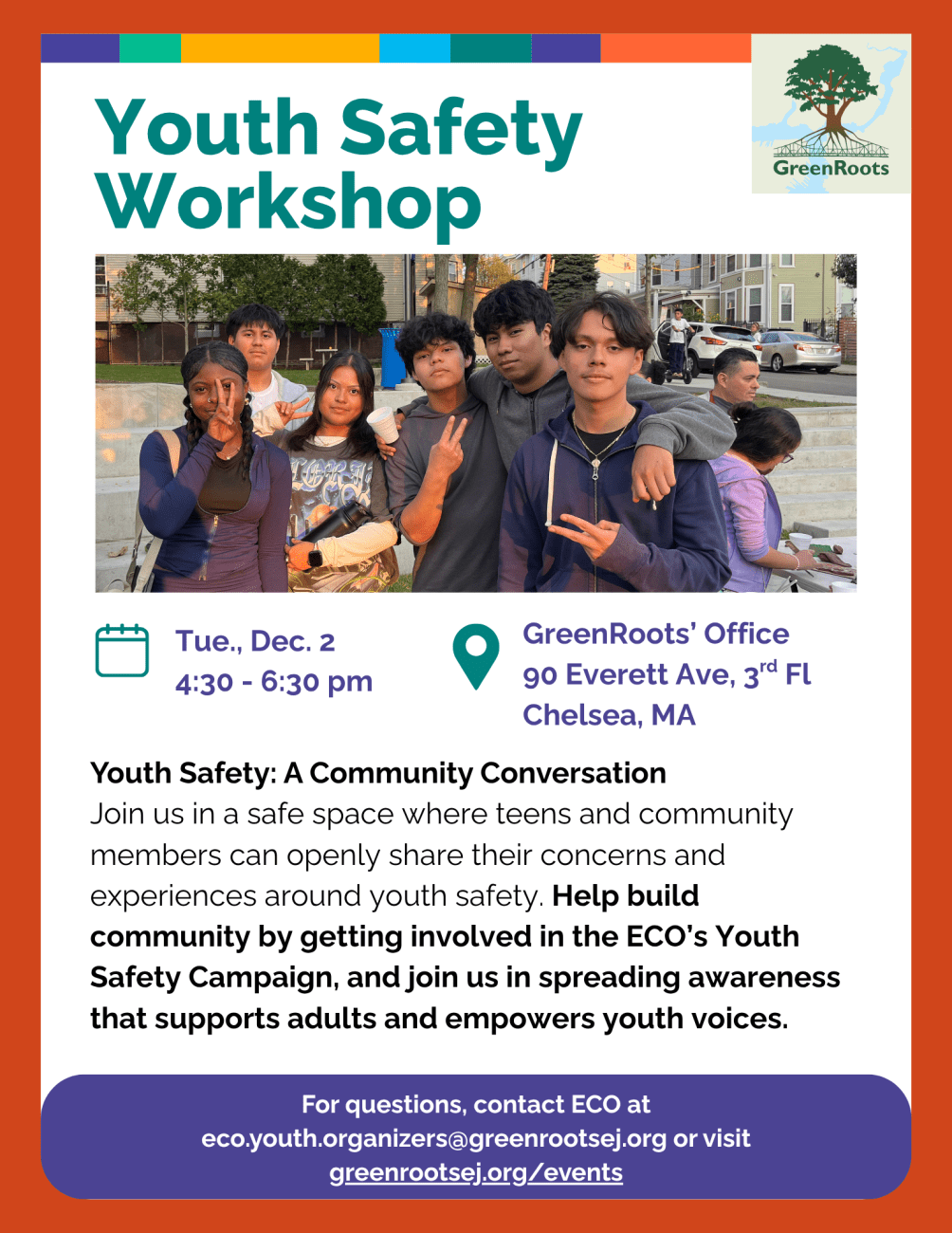 event flyer showing a multiracial youth group