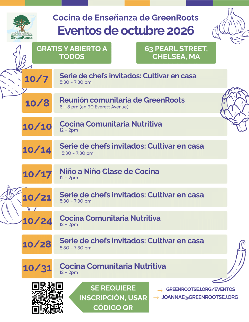 Volante con la información del evento.
